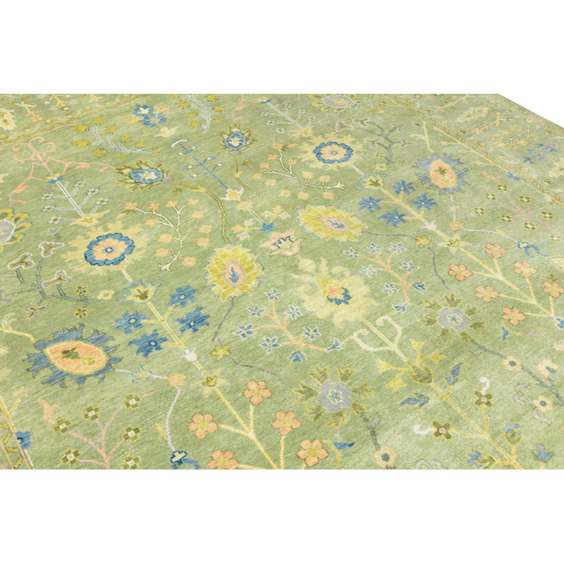 Tapis oriental olive vert traditionnel Chobi 9 x 12