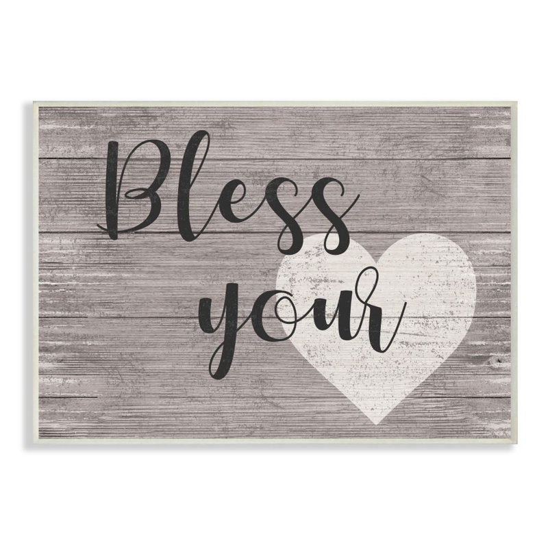 «Bless Your Heart», ensemble d'impression sur toile, Plaque murale, H 12,5 po x l 18,5 po