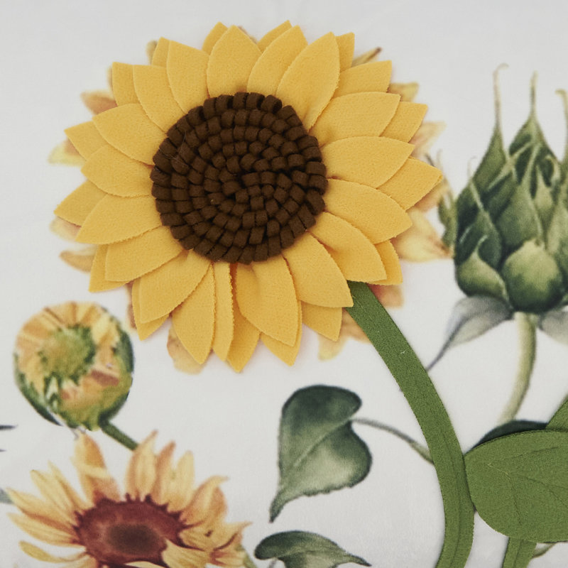 Bright Felt Applique Sunflower Pillow, Duck Down