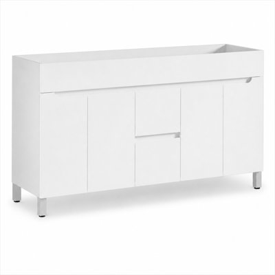 Meuble-lavabo double moderne de 60 po à haute brillance, base seulement, lavabo non inclus