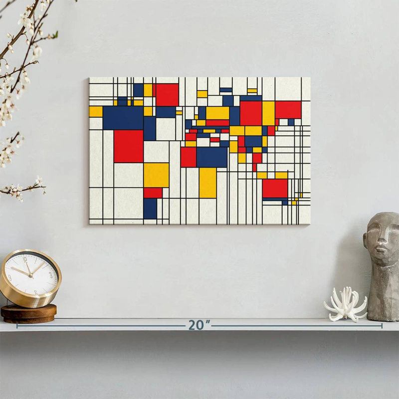 Avery Abstract Squares World Map, 8" H x 12" W