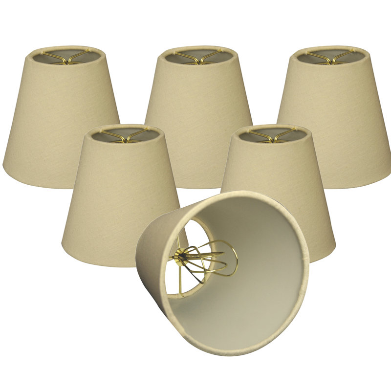 Abat-jour empire en lin (à clips), Beige, H 5,5 po x l 6 po x P 6 po
