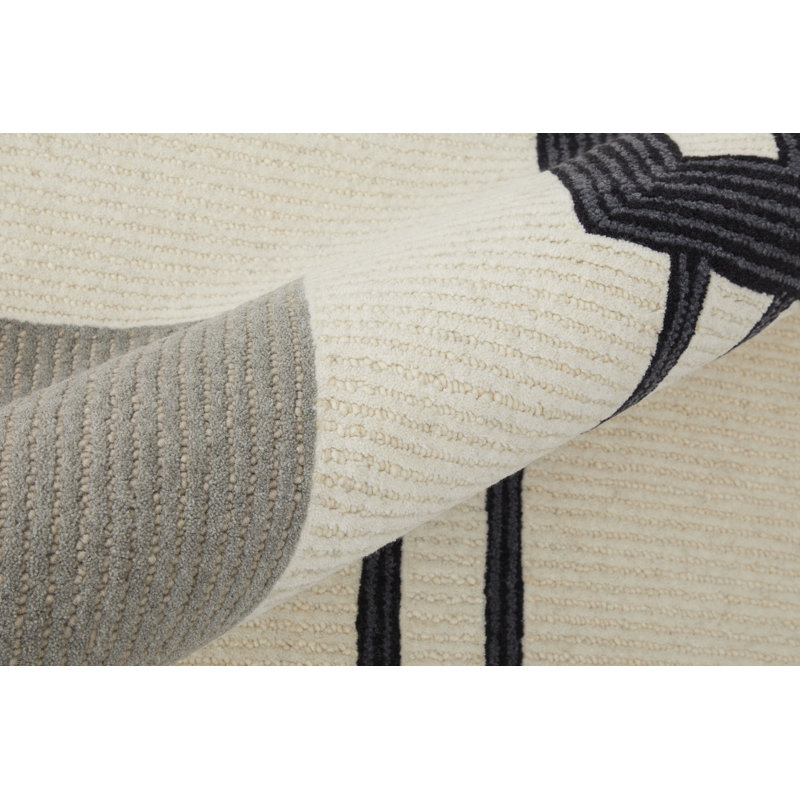 Hand-Tufted Black and Gray Abstract Wool Rug, 9' x 12'