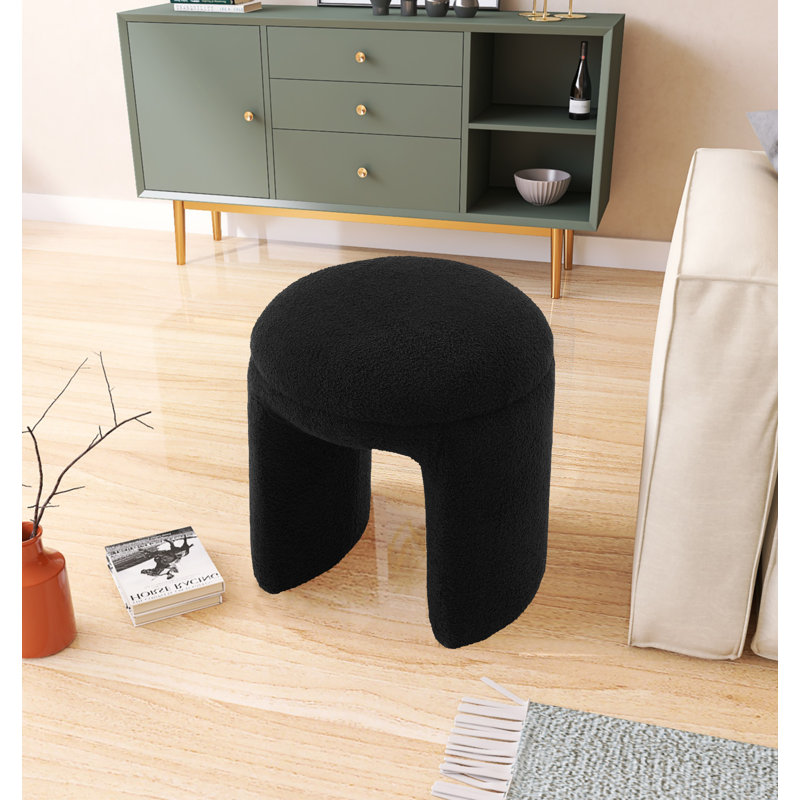 Repose-pieds standard rond 18 po Bowen, Tissu noir en fausse peau de mouton