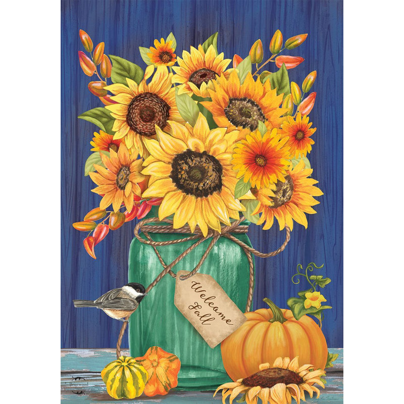 Drapeau d'automne des pots de tournesols Mason