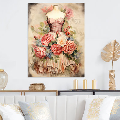 Vintage Fashion Dress Elegance I - art mural mode en métal