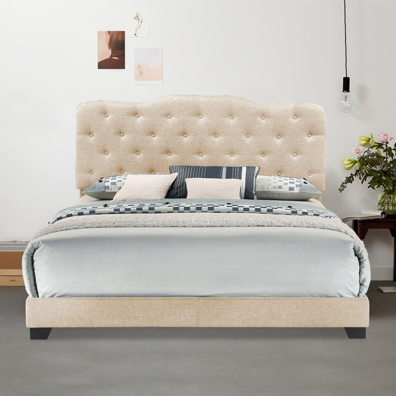 Caliopia Upholstered Standard Bed, Beige, Full/Double