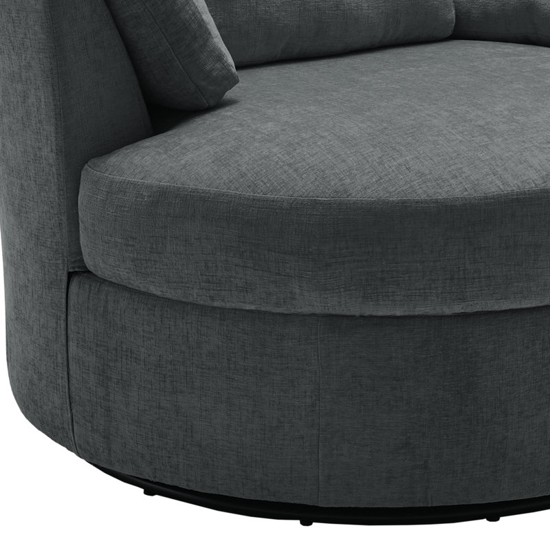 Fauteuil pivotant rembourré avec coussins Niama, Mélange de polyester gris / polyester