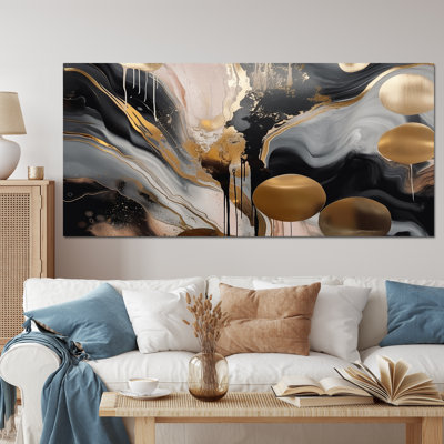 Grey And Gold Captivating Marble - Abstract Marble Canvas Art