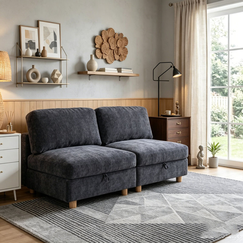 Canapé modulaire modulaire, Grey+2  Seat