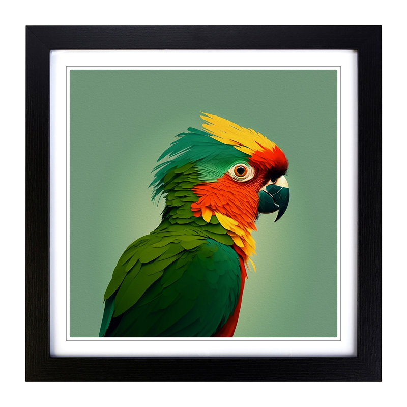 Parrot Minimalism - Framed Print, Black
