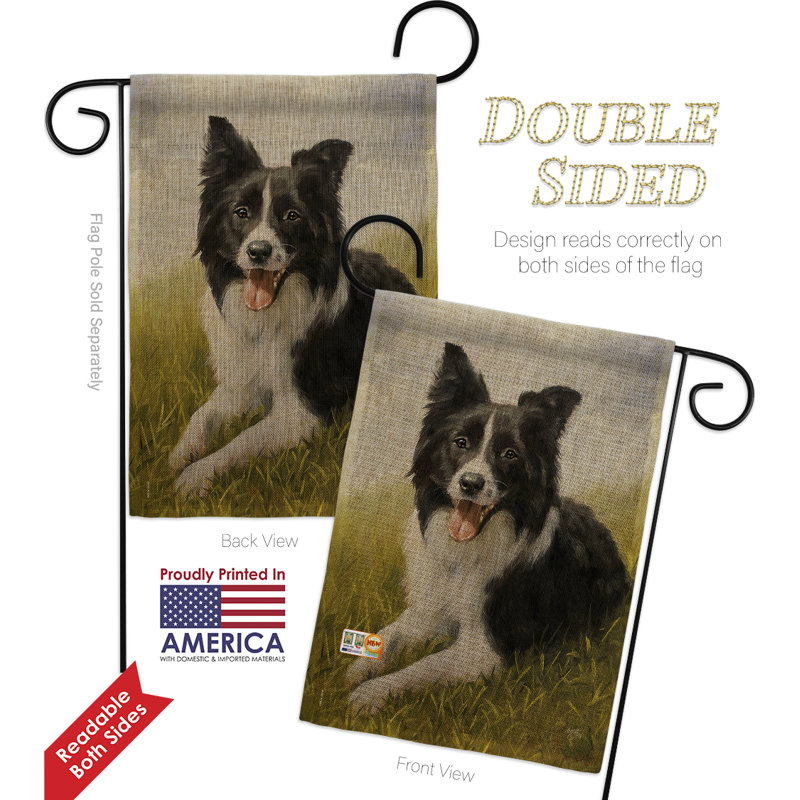 Collie de polyester de 2 côtés 19 x 13 po border drapeau de jardin