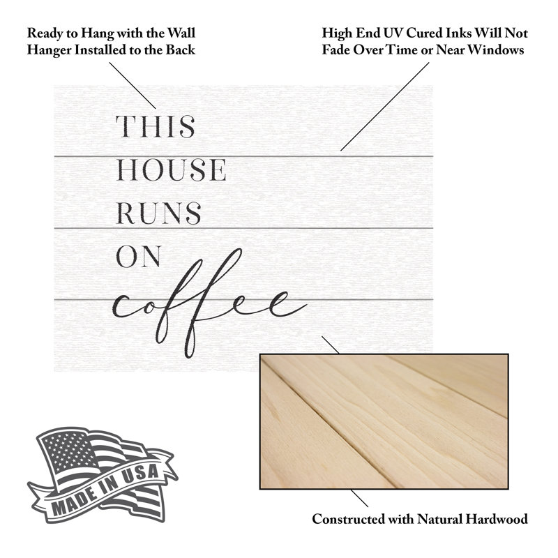Rosana Laiz Blursbyai This House Runs On Coffee Wood Slat Art, 18" H x 22" W