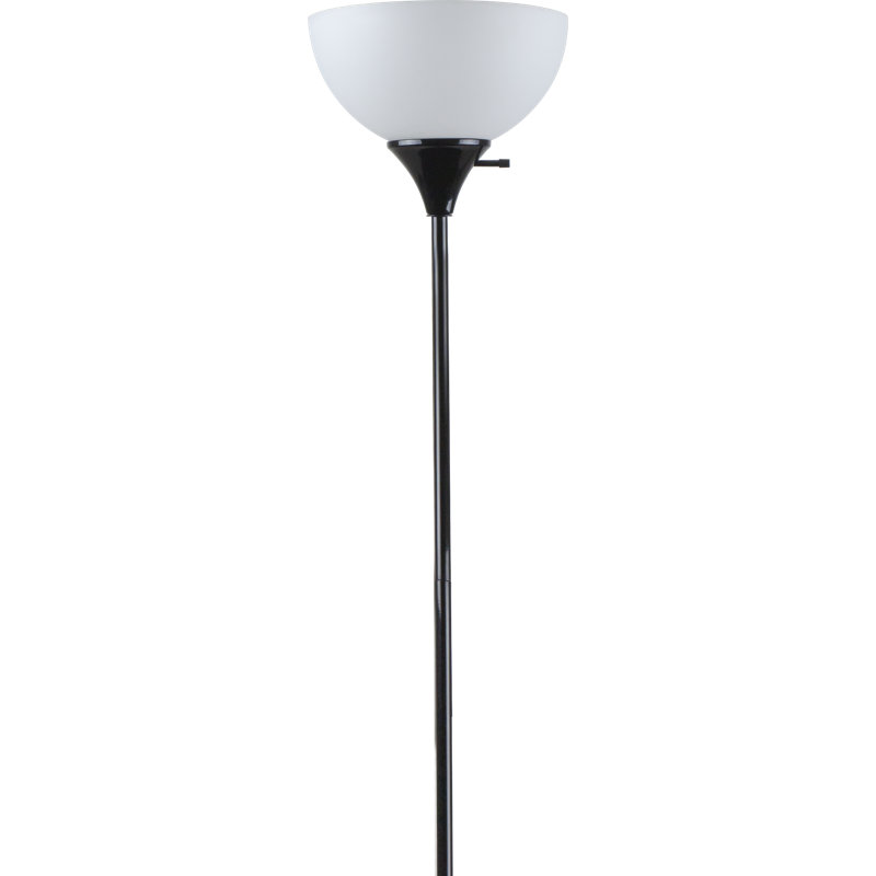Kamelya 71'' Torchiere Floor Lamp with Outlet, Black, Black