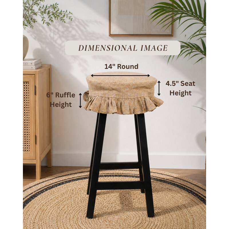 Housse de tabouret de bar en lin floral Mitti