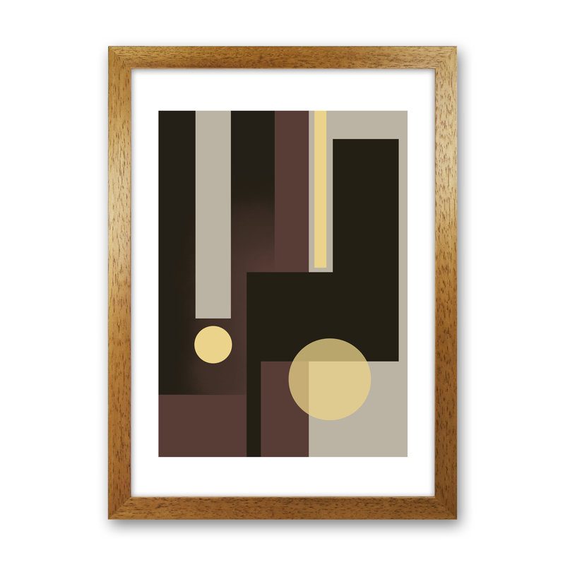 Grey Brown And Yellow - Print, Oak Framed, 42cm H x 29.7cm W x 3cm D