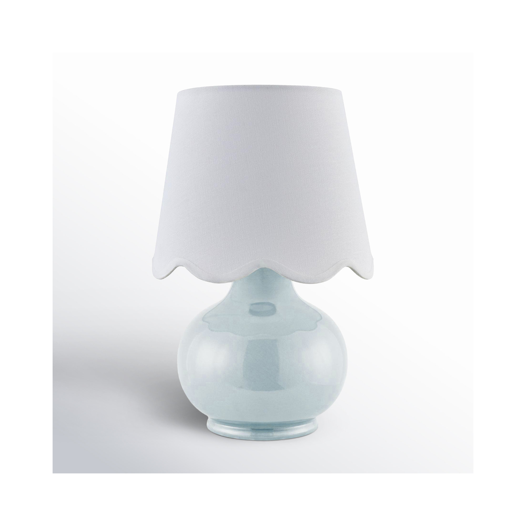 Momsen Scallop Shade Lamp, 13"" H x 8"" W x 8"" D, White Twill, Light Blue