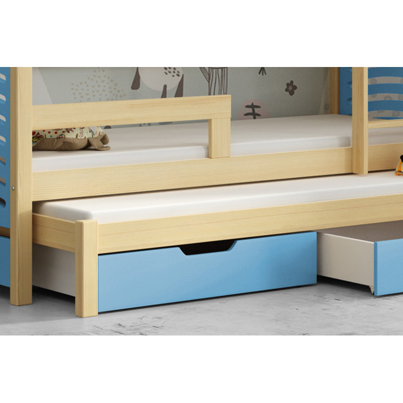 Hiarni European Toddler (80 X 180cm) 2 Drawer Standard Bunk Bed and Mattress with Trundle by Harriet Bee, Blue