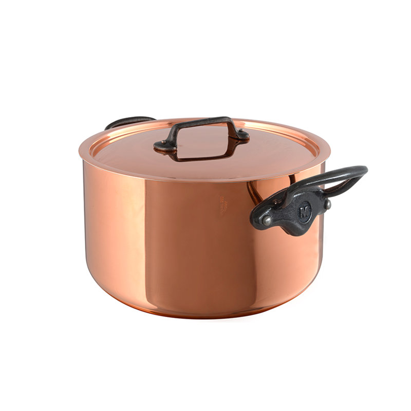 Mauviel M'heritage 150 CI Copper Stewpan With Lid, Cast Iron Handle, 5.6-Qt