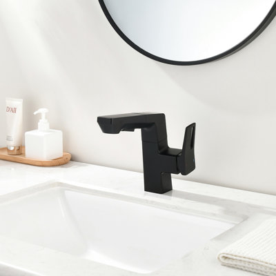 Bathroom Faucet, Smart Led, Matte Black Color, 1.5 Gpm, 60 - Cm Pull Out, 360 Swivel, Single Hole Led Finish, Out , 45 Swivel Spout, Manual Operation,