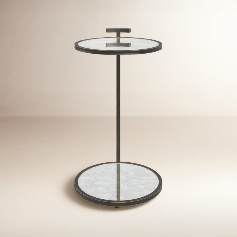 Ciro Metal & Mirrored Side Table, Metallic Gray