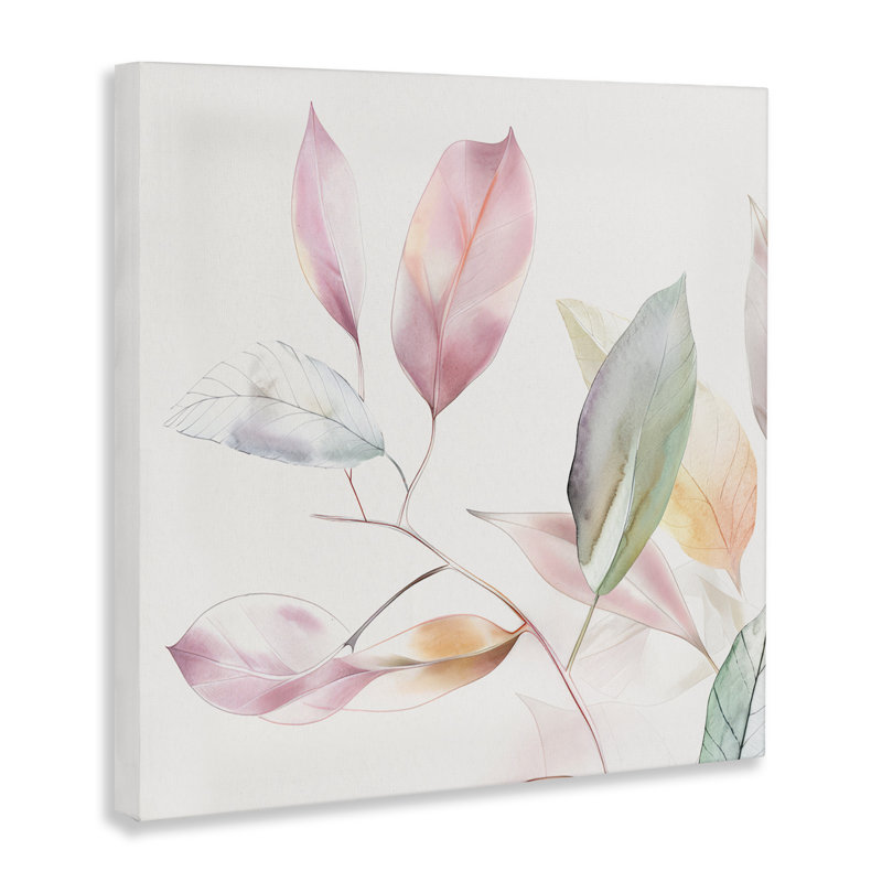 Toile à feuilles pastel pastel, design par Raymond Powers, H 17 po x l 17 po
