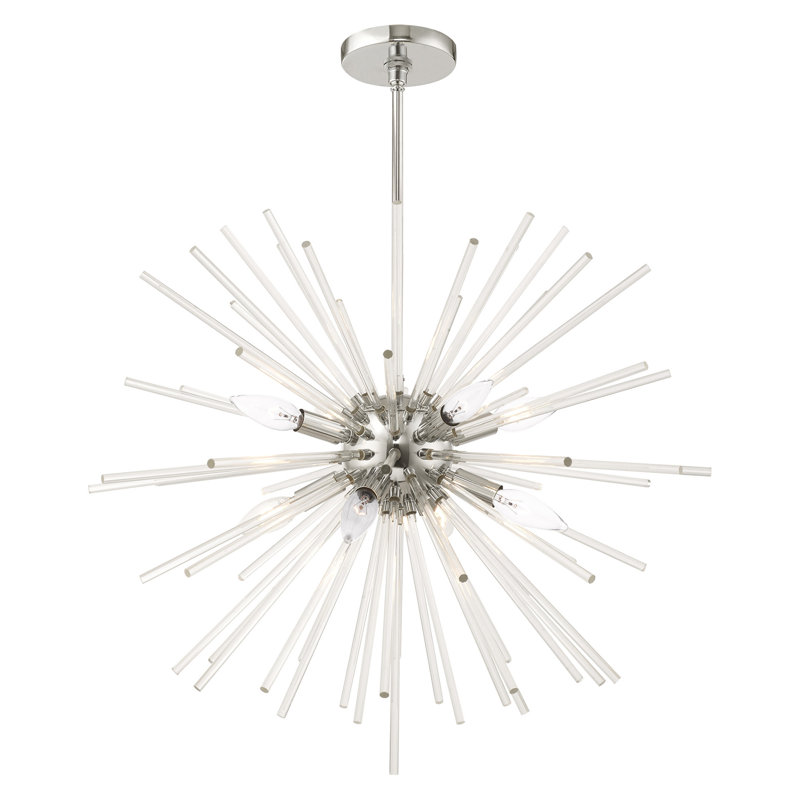 Ryzen 6 - Light Dimmable Sphere Chandelier, Polished Chrome, 25.75" H x 25.75" W x 25.75" D