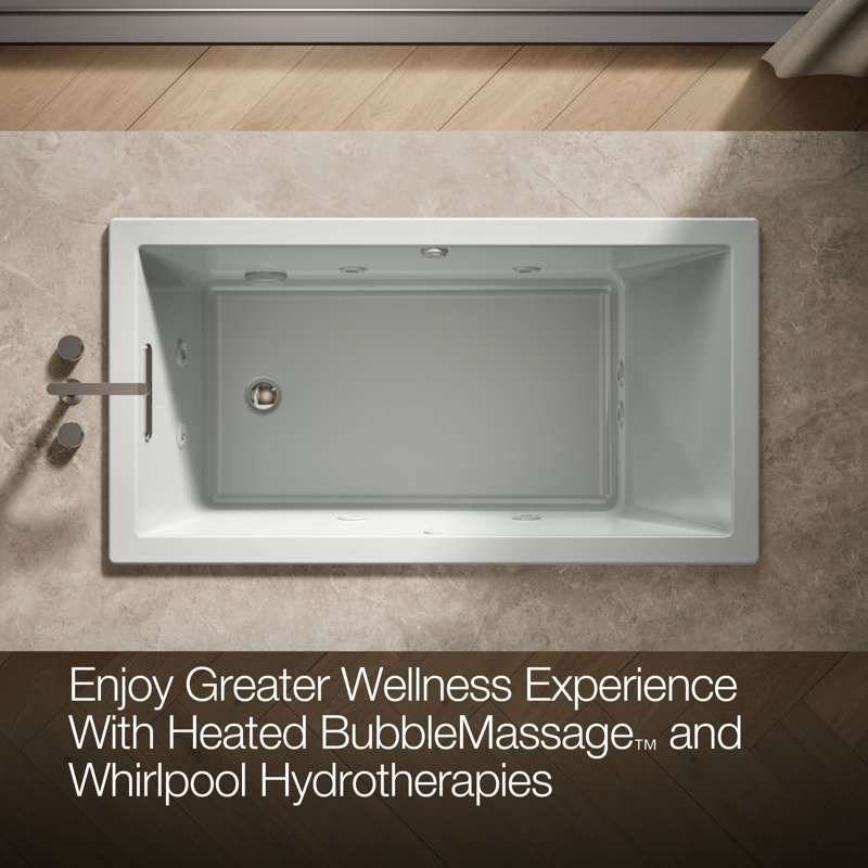 Underscore 60" x 32" Alcove/Tile In Whirlpool Acrylic Bathtub with Heater, Ice Grey