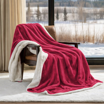 Reversible Sherpa Fleece Fur Thick Blanket