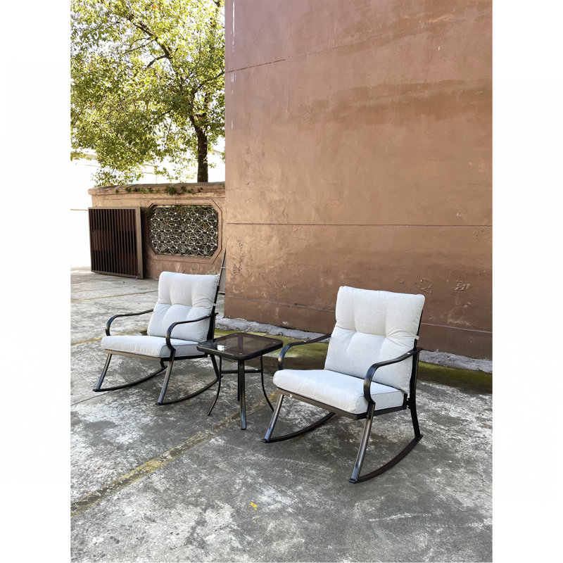 Chaise berçante et fauteuil à thé blanc cassé, Blanc cassé