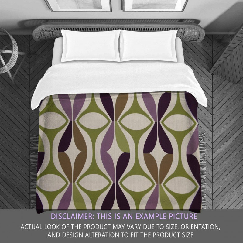 Funky Bedding, Green/Purple Geometric, Queen Comforter