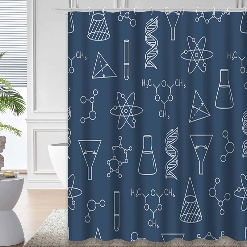 Rideau de douche à 12 crochets Science Doodle, L 72 po x l 72 po