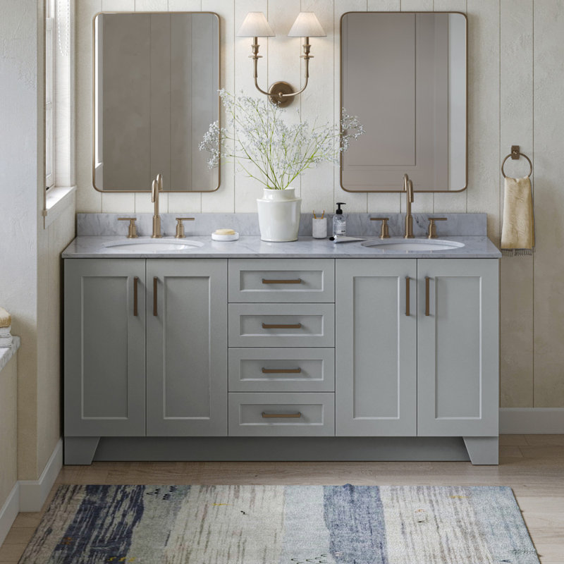 Base de meuble-lavabo double 72 po Sawyer, Gris