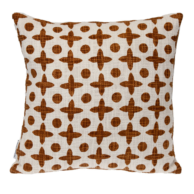 Coussin décoratif en coton 18 po beige et brun