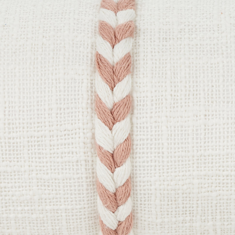 Aryas Farmhouse Braided Stripes Tass Bolster Pillows, Blush