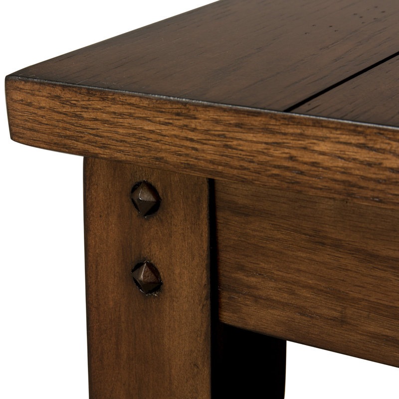 Rustic Brown Oak Rectangular Tiered Storage Table