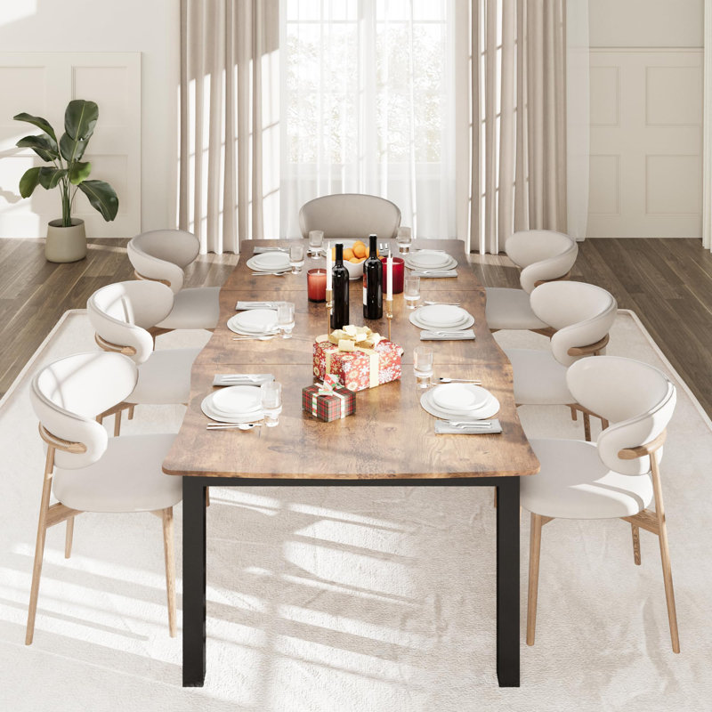 79 Inches Dining Table for 6-8, Kitchen Table with Iron Legs, Waterproof Scratch-Resistant , 300Lbs Capacity, Retro Brown