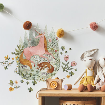 Adhésif décoratif géant "Unicorn and Fox" Woodland Magic