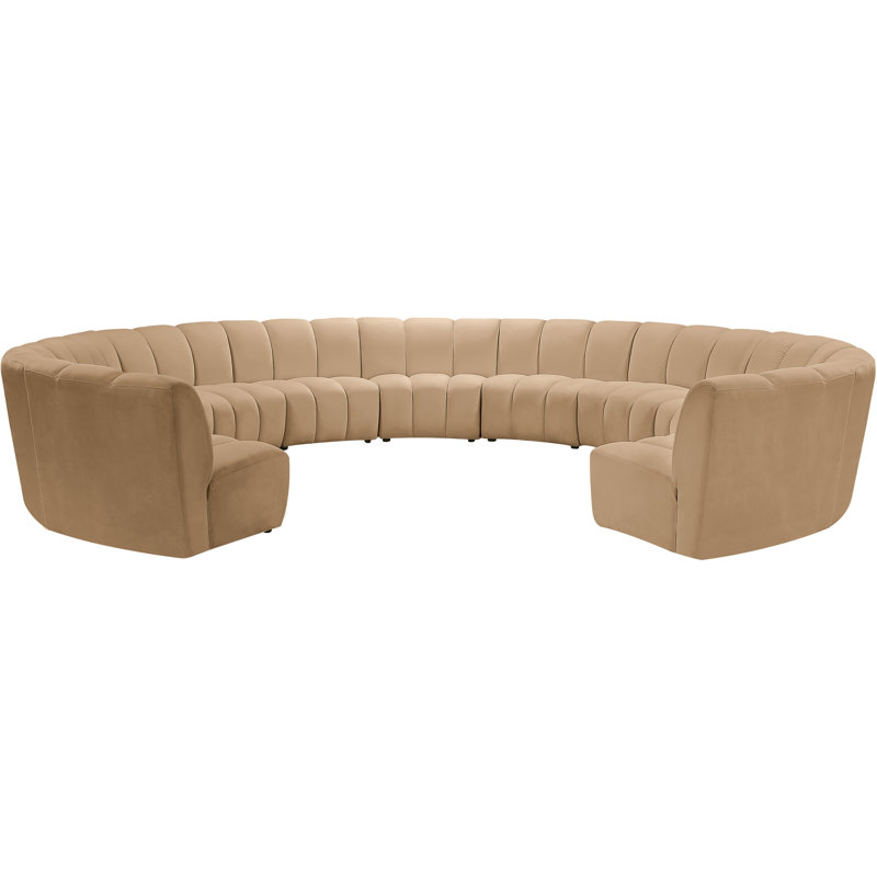 Canapé modulaire en velours Infinity, 11 pièces, Velours brun clair