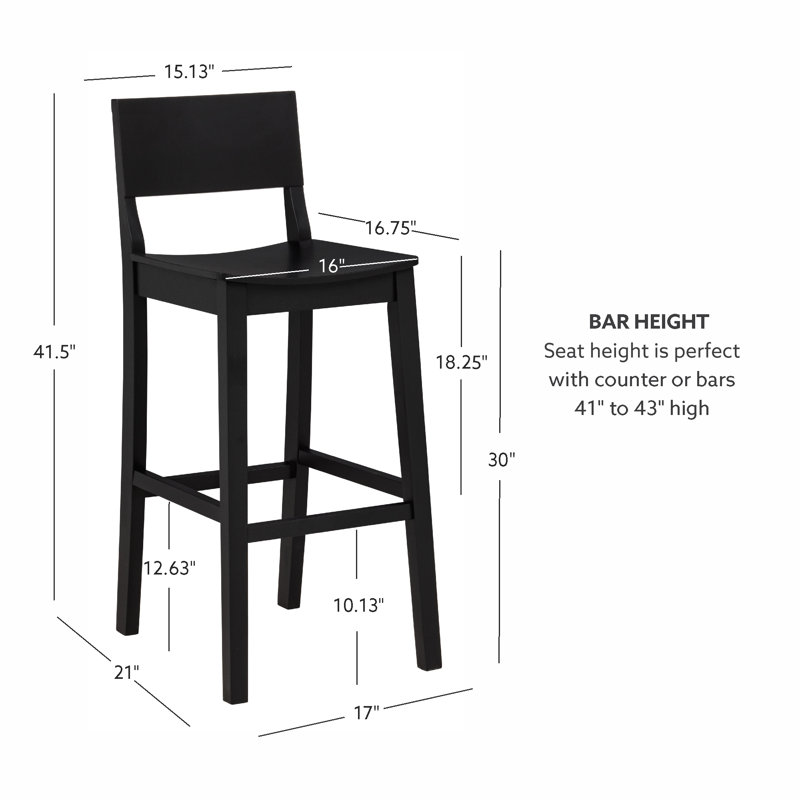 Tabouret de bar 30 po Yalingup, Tabouret de bar (siège d'une hauteur de 30,5 po), Noir