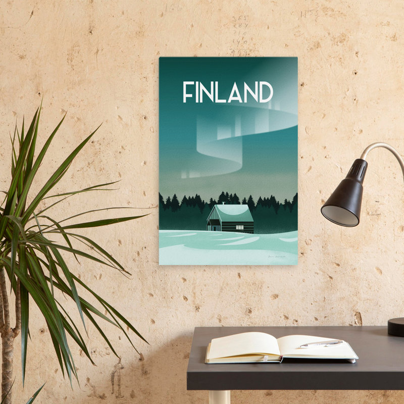 Illustration de voyage en Finlande, H 24 po x l 16 po