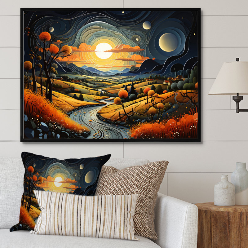 «Countryside Moody Skies III», reproduction sur toile, H 34 po x l 44 po x P 1,5 po, Cadre flottant noir