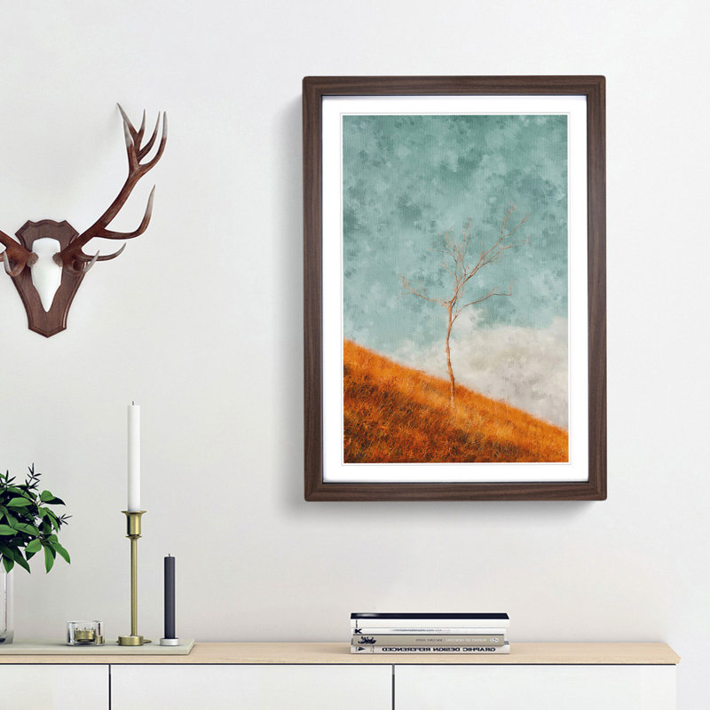 Lonely Tree - Framed Print, 33cm H x 24cm W x 2cm D, Walnut Framed