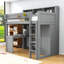 Twin Loft Bed With Shelves And Wardrobe-764216487
