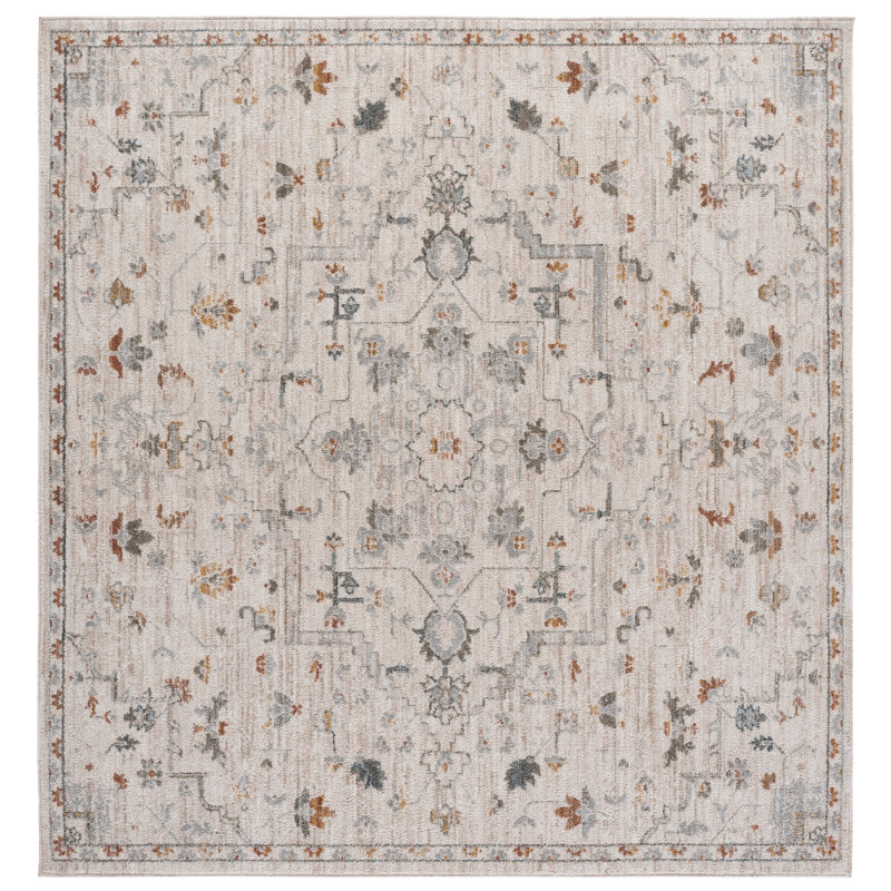 Vintage Rosewood 500 Performance Floral; Vintage Look Indoor Rug, Square 6'3"