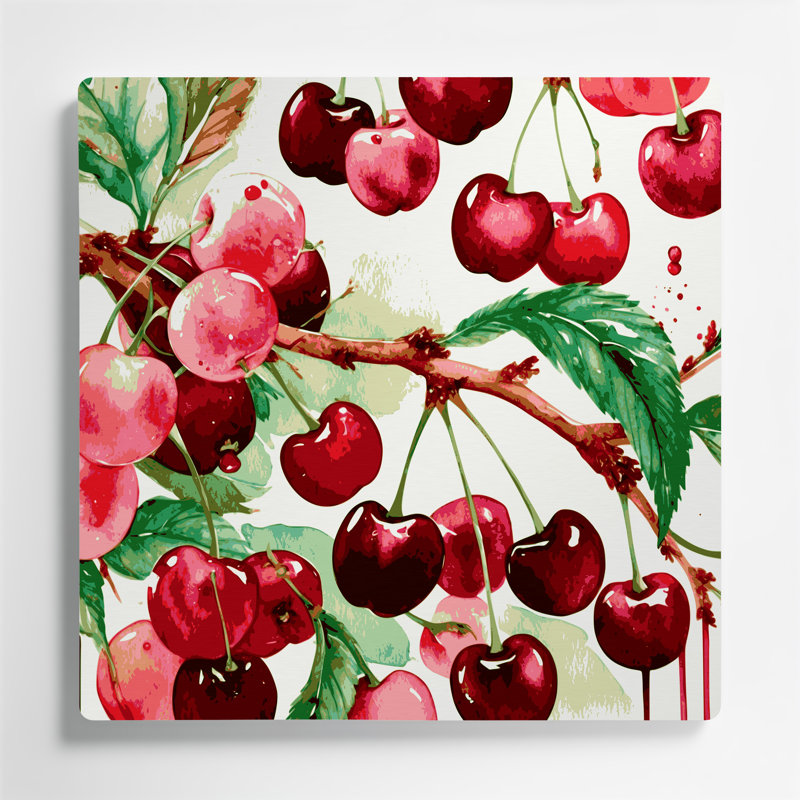 Art mural en métal Fruit Cherry Sour Beige, H 8 po x l 8 po