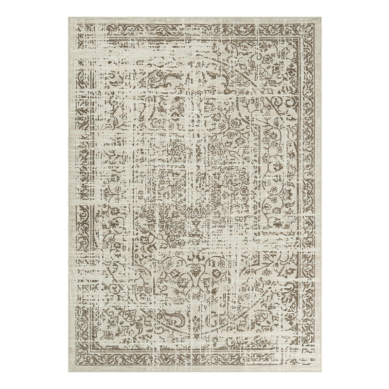 Oriental Machine Washable Rug Non-Slip Area Rug for Living Room Low-Pile Rug Indoor Floor Cover Floral Rug for Bedroom Dining Room Hallway Kitchen Office
