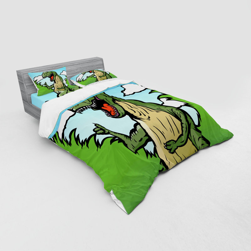 Ensemble de housse de couette en microfibre vert / vert foncé / bleu, Housse de couette grand + 3 pièces supplémentair