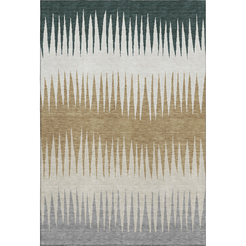 Premium Machine Washable Prisco Charcoal Rug, Rectangle 9' x 12'