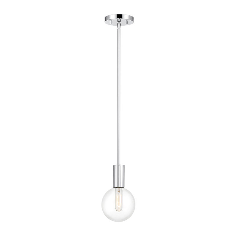 Luminaire suspendu en forme de globe à 1 lumière Lakwan, Chrome